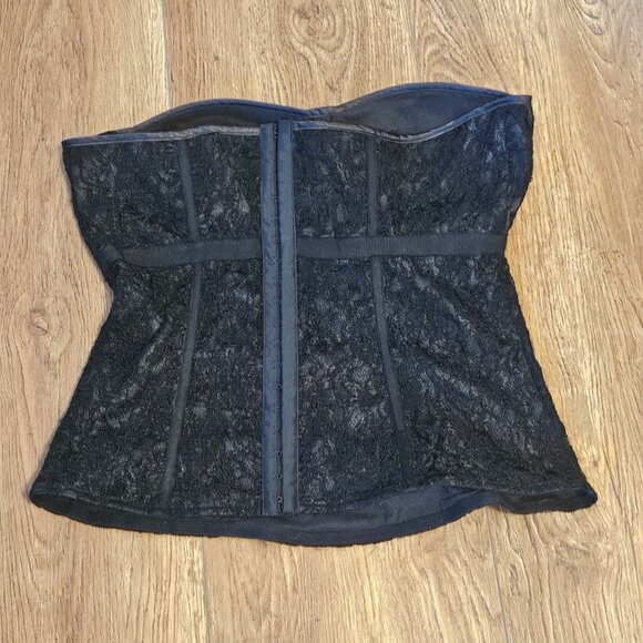 Shirley of Hollywood Black Lace Corset Bustier Large Sexy Strapless Shapewear - Picture 7 of 7